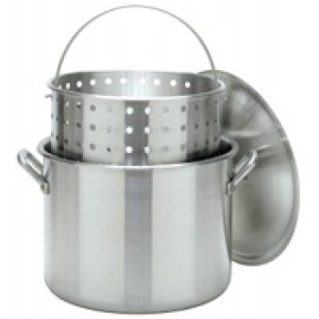 CRAWFISH POT 80 Qt. Stockpot w/Lid & Basket- Aluminum