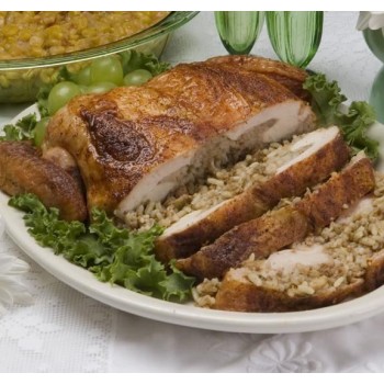 Deboned Chicken Stuffed with Rice, Beef & Pork Dressing 