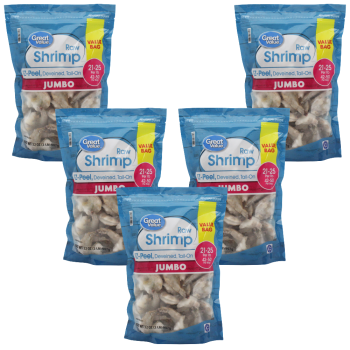 Great Value Jumbo Shell-on, Tail-on, Easy Peel 21/25 Shrimp 10 Pounds