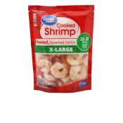 Great Value Frozen Cooked Extra Large Peeled & Deveined, Tail-on Shrimp, 12 oz (26-30 count per lb)