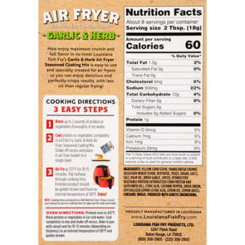 Louisiana Fish Fry Air Fryer Garlic & Herb Coating Mix 5 oz