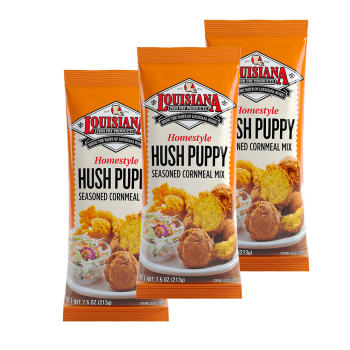 Louisiana Fish Fry Hush Puppy Seasoned Cornmeal Mix 7.5 oz - Pack of 3