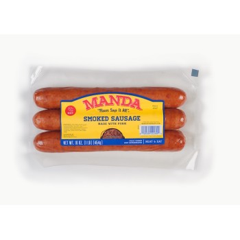 Manda's Smoked Pork Sausage Hot 16 oz