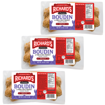 Richard's Hot Pork Boudin 16 oz Pack of 3