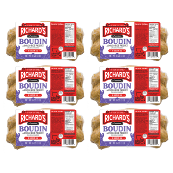 Richard's Pork Boudin Regular 16 oz Pack of 6