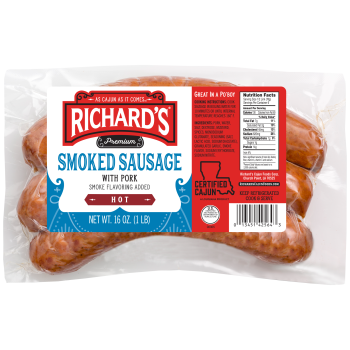 Richards Smoked Hot Pork Sausage 1 lb